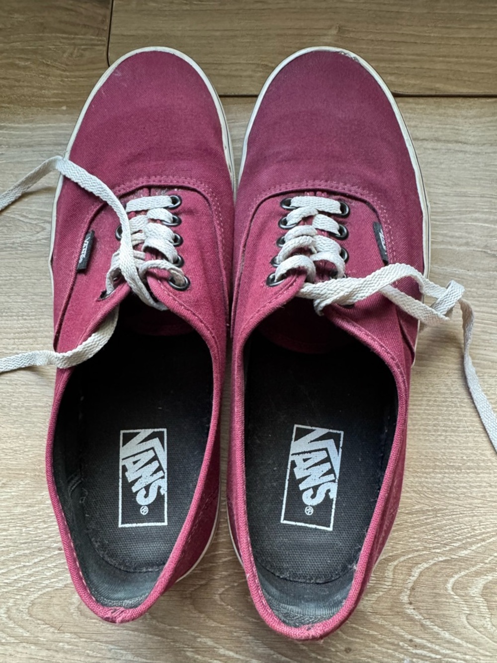 Vans Canvas Low-Top Sneakers in Deep Red with White Laces